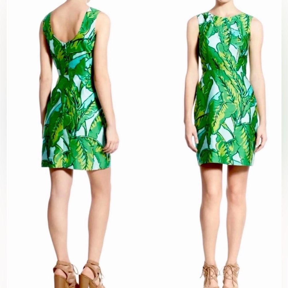Vineyard Vines Banana Leaf Mini Dress Women’s 0 Silk Cotton Blend Satin Jewels